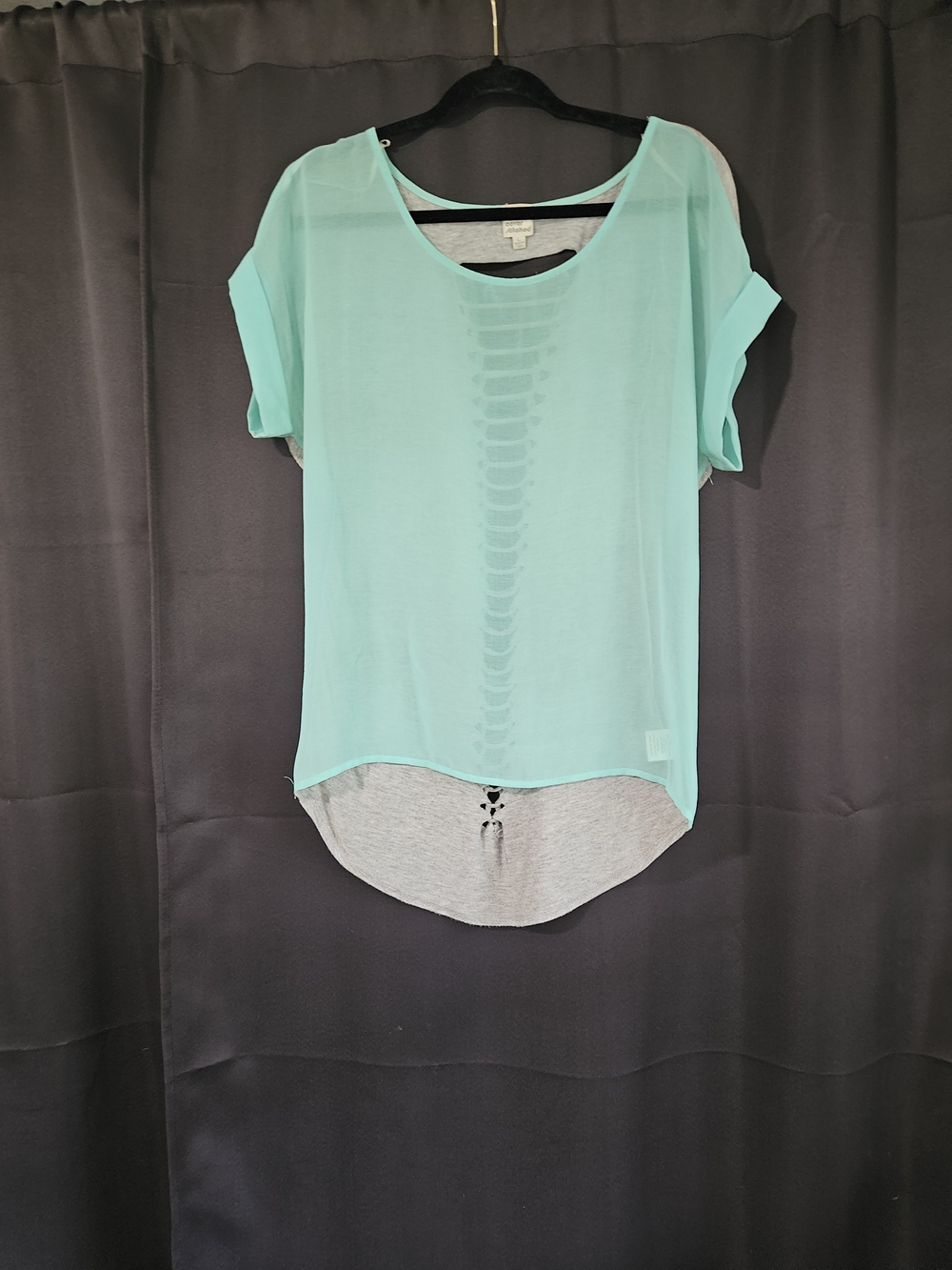 Cover Stitched Mint Green Braided Cut Out High Low Top L